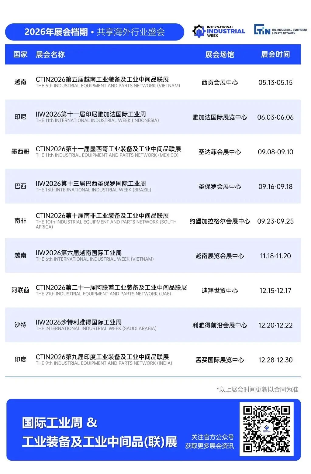 马跃新程，共赢2026！2026年米奥兰特全球系列专业展档期一览